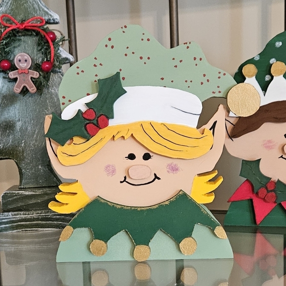 Handmade Other - Elf Girl, Wooden Christmas/Holiday Elf Handmade 3D
